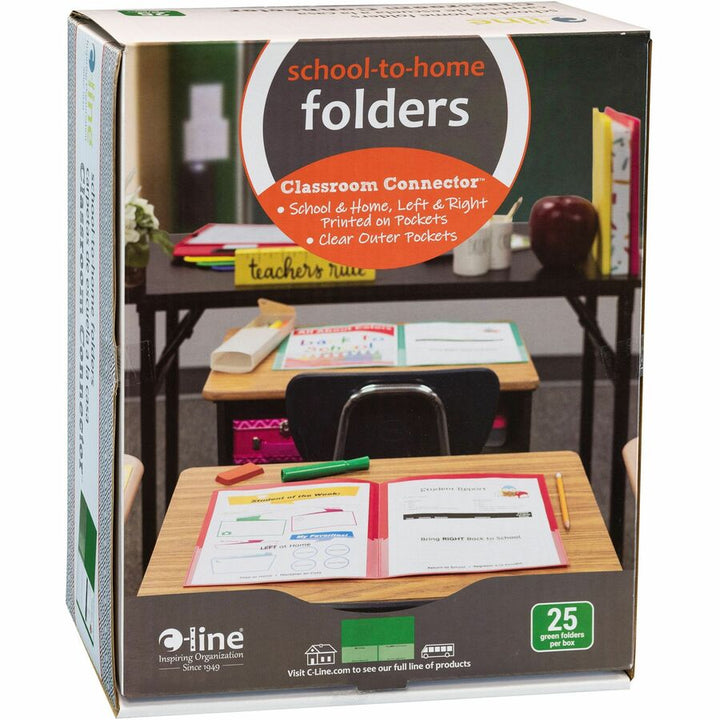 Image of C-Line® Folder, 2-Pocket, Poly, 50-Sht Cap, Letter, 25/BX, Green