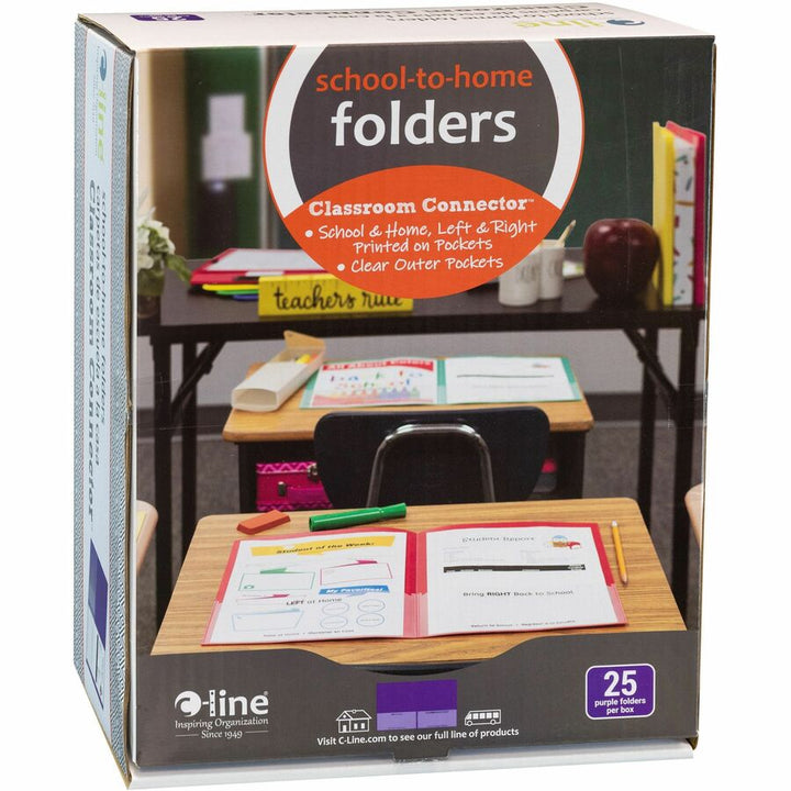 Image of C-Line® Folder, 2-Pocket, Poly, 50-Sht Cap, Letter, 25/BX, Purple