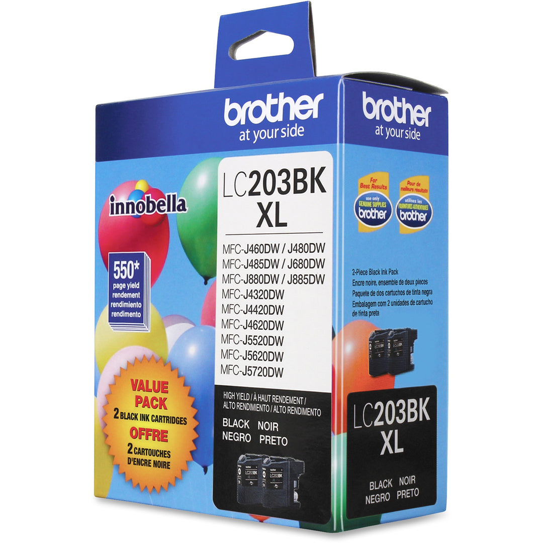 Image of Brother Innobella LC2032PKS LC203BKLX High-Yield Ink Jet Cartridge, 550 Pages, 2 / Pack