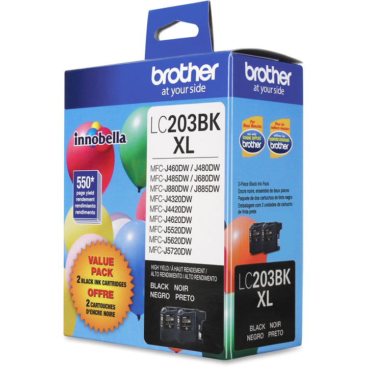 Image of Brother Innobella LC2032PKS LC203BKLX High-Yield Ink Jet Cartridge, 550 Pages, 2 / Pack