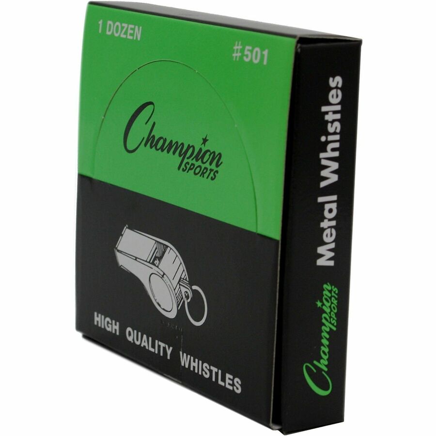 Image of Champion Sports 501 Medium Weight Metal Whistle, Silver, 12 / Dozen