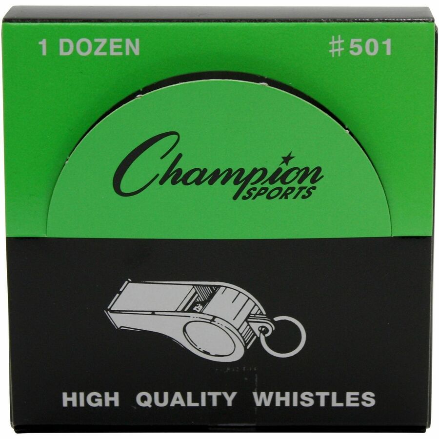 Image of Champion Sports 501 Medium Weight Metal Whistle, Silver, 12 / Dozen