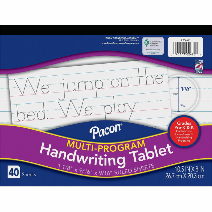 Image of Pacon® Multi-Program Handwriting Tablet, 8"x10-1/2", GK, 40Shts, WE
