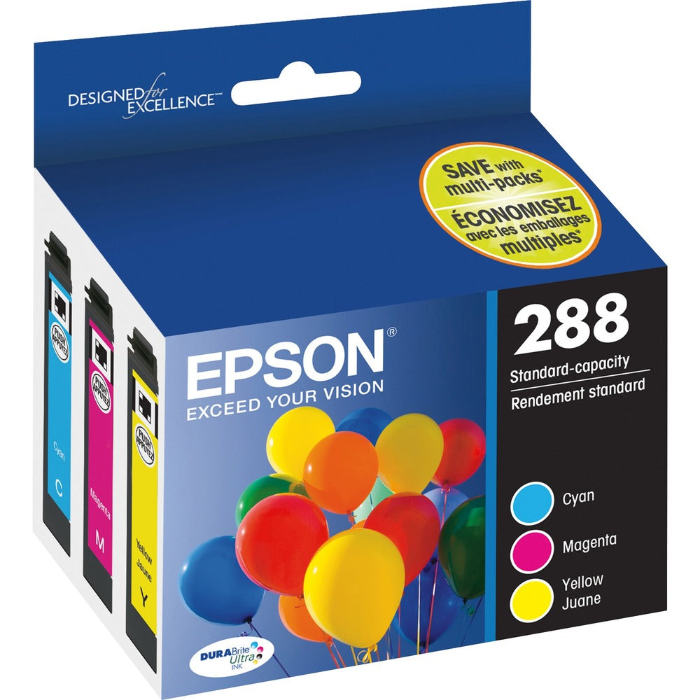 Image of Epson Ink Cartridge, 288, XP-440, 165 Page Yield, 3/PK, CYN/MA/YW