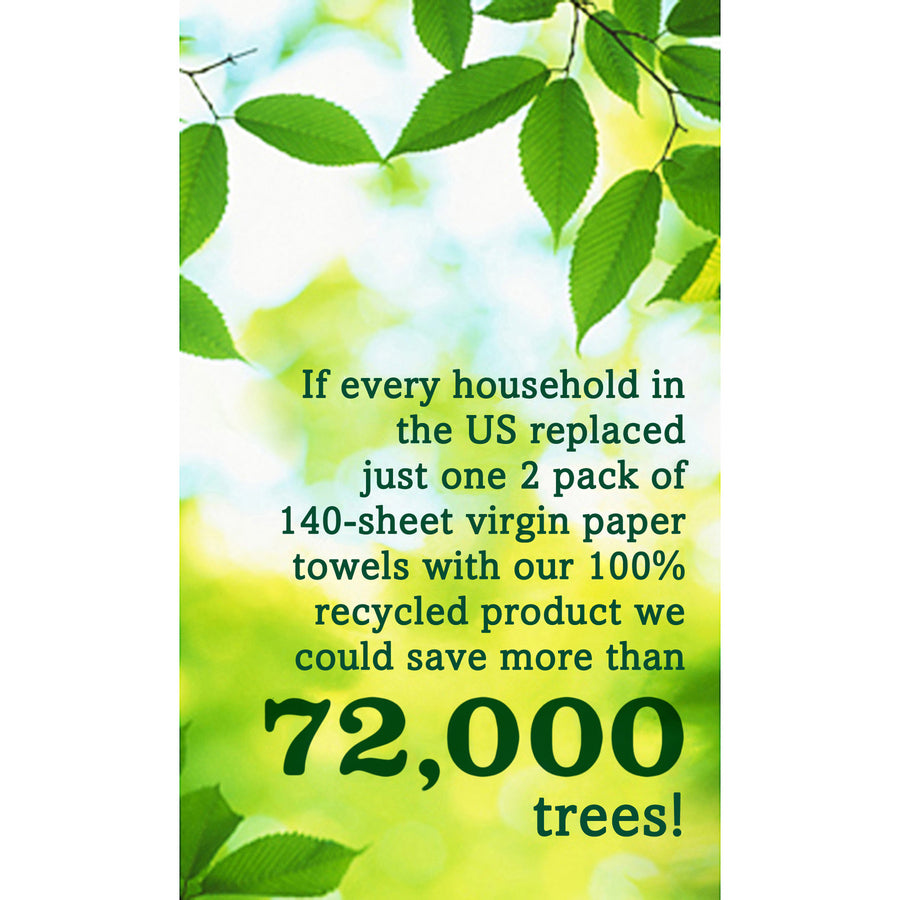 Image of Seventh Generation 13739 100% Recycled Paper Towels, 2 Ply, 156 Sheets/Roll, White, Paper, 8 / Pack