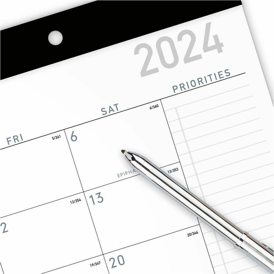Image of AT-A-GLANCE® Contemporary Monthly Desk Pad, 18 x 11, White Sheets, Black Binding/Corners,12-Month (Jan to Dec): 2026