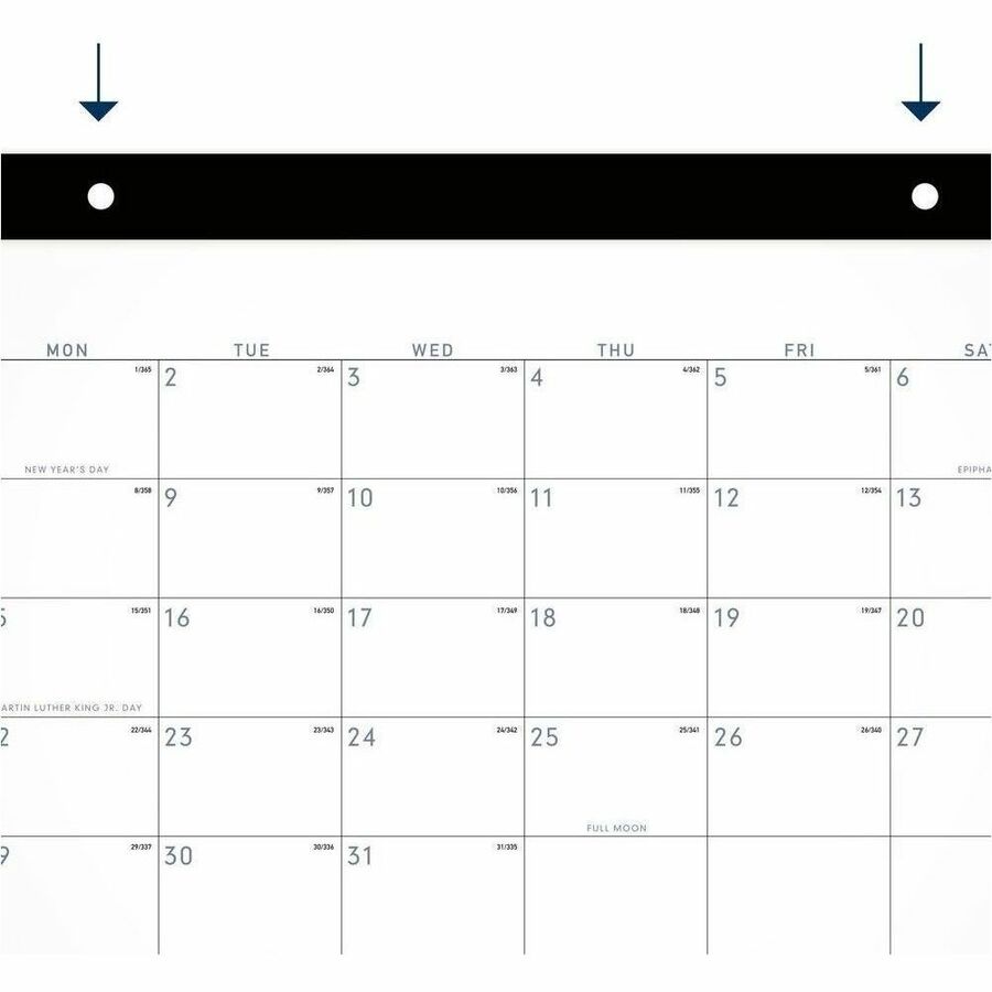 Image of AT-A-GLANCE® Contemporary Monthly Desk Pad, 18 x 11, White Sheets, Black Binding/Corners,12-Month (Jan to Dec): 2026