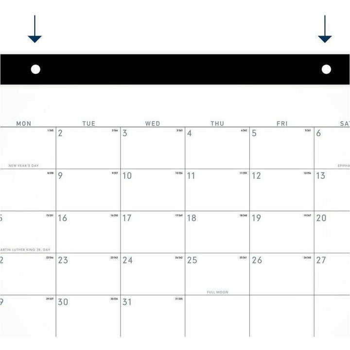 Image of AT-A-GLANCE® Contemporary Monthly Desk Pad, 18 x 11, White Sheets, Black Binding/Corners,12-Month (Jan to Dec): 2026
