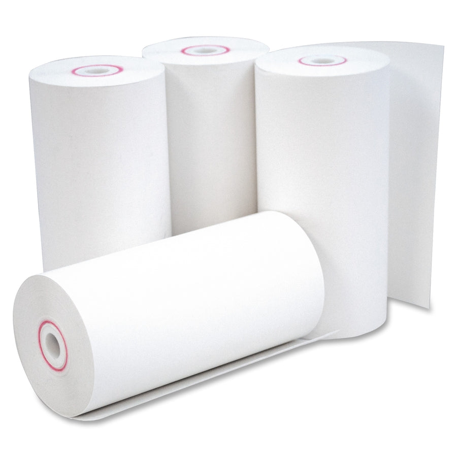 Image of Business Source 98102 Portable Printer Receipt Thermal Rolls, 4 19/64" x 127 ft, White, 50 / Carton