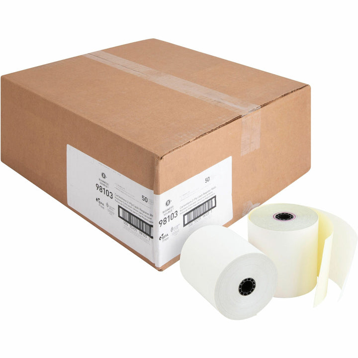 Image of Business Source Carbonless Paper Rolls, 2-Ply, 3"x90', 50RL/CT, White