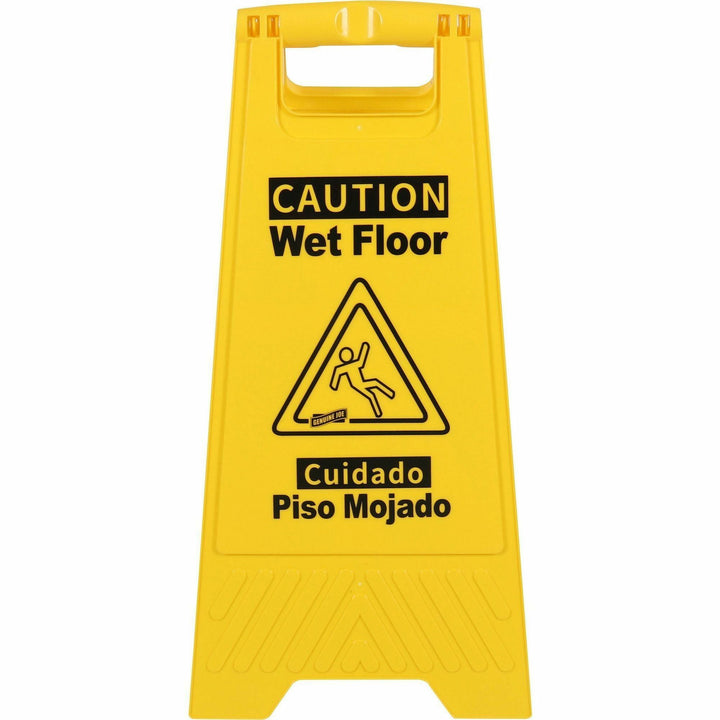Image of Genuine Joe Sign,Wet Floor,w/Graphic,English/Spanish,6/CT,YW/BK