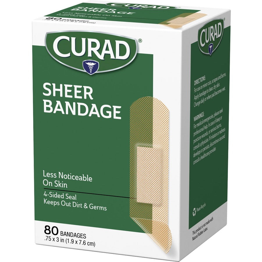 Image of Medline Sheer Adhesive Bandages, 3/4"x3", 80/BX