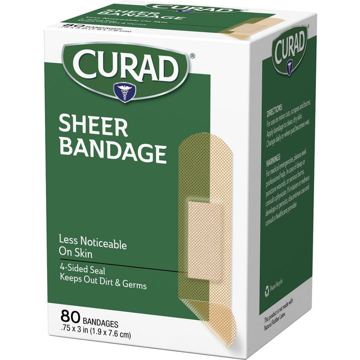 Image of Medline Sheer Adhesive Bandages, 3/4"x3", 80/BX
