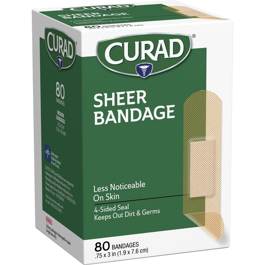 Image of Medline Sheer Adhesive Bandages, 3/4"x3", 80/BX
