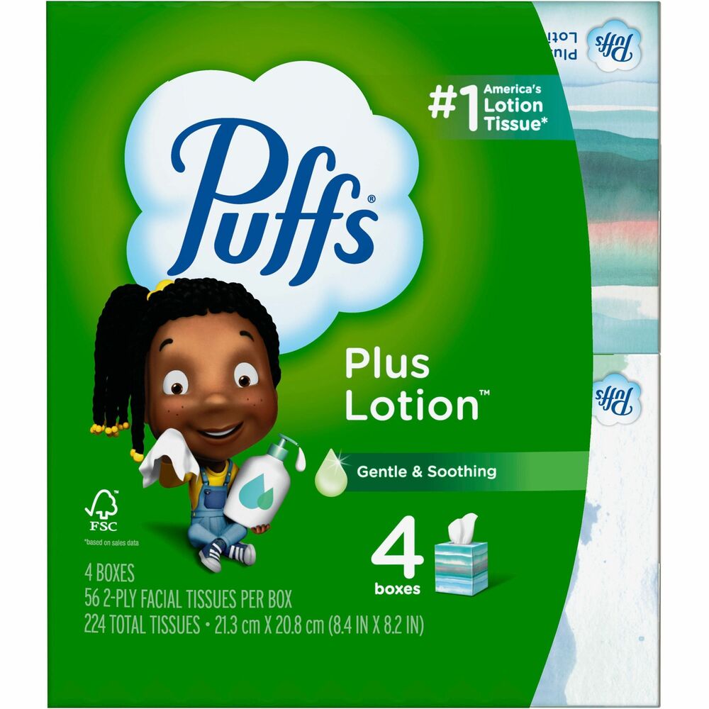 Image of Proctor & Gamble Facial Tissue, Lotion, 2-Ply, 56-Sheet, 4BX/PK, Multi
