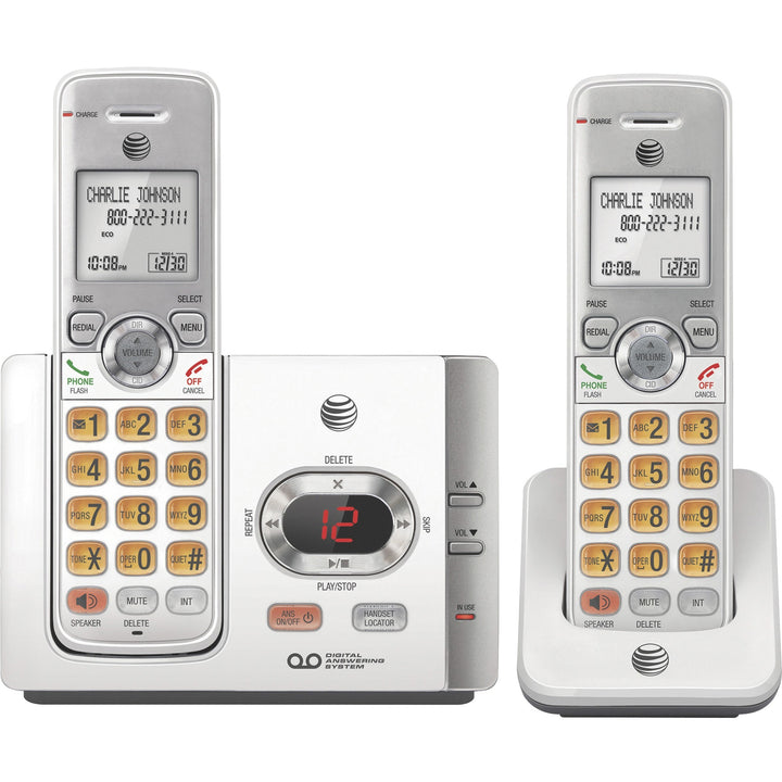 Image of AT&T® Cordless Phone, w/2 Handsets, 5-3/5"x3-2/5"x5-3/5", Silver