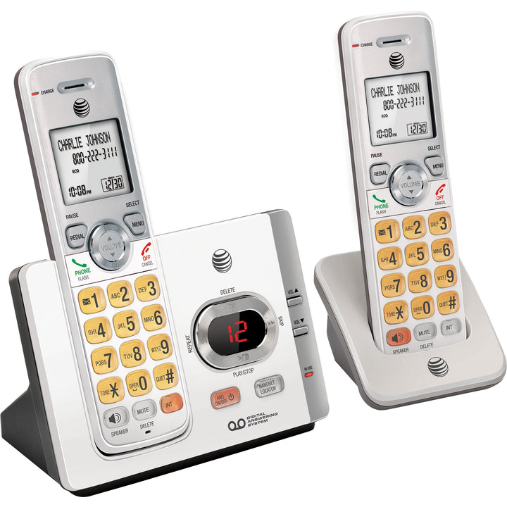 Image of AT&T® Cordless Phone, w/2 Handsets, 5-3/5"x3-2/5"x5-3/5", Silver