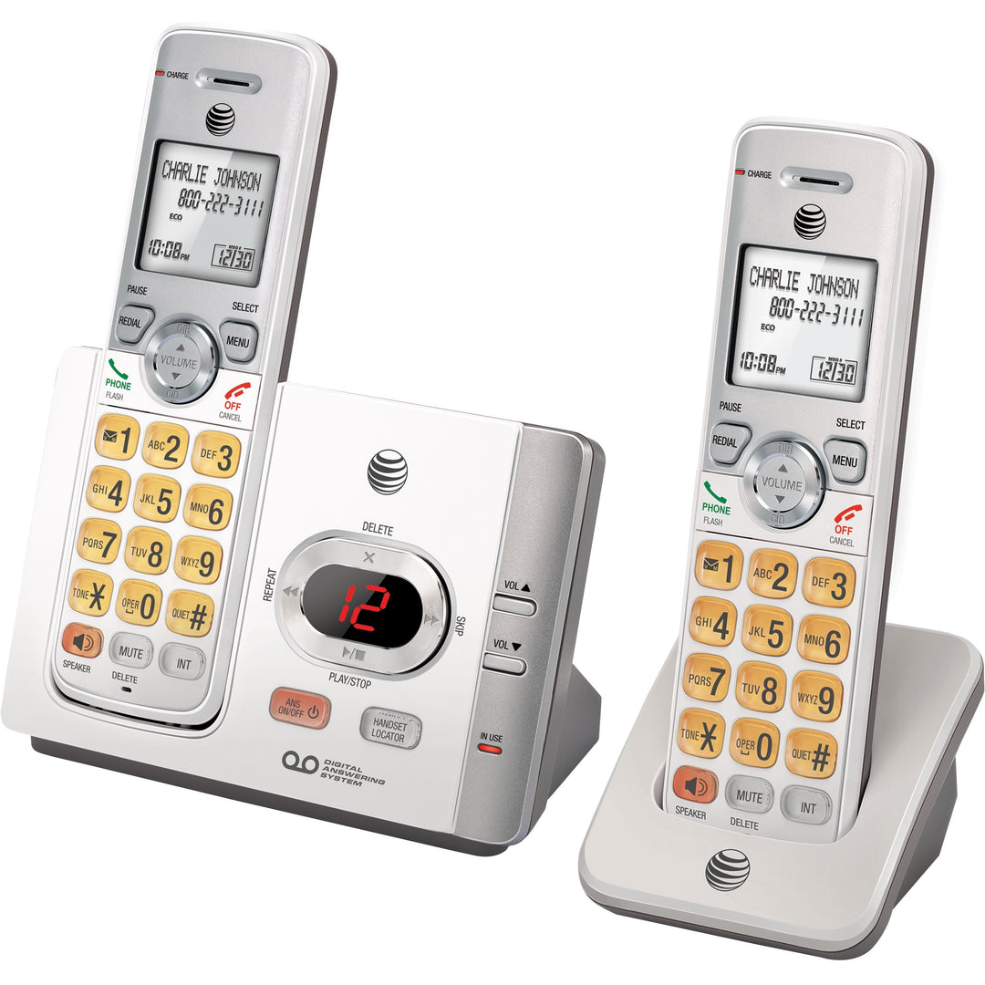 Image of AT&T® Cordless Phone, w/2 Handsets, 5-3/5"x3-2/5"x5-3/5", Silver