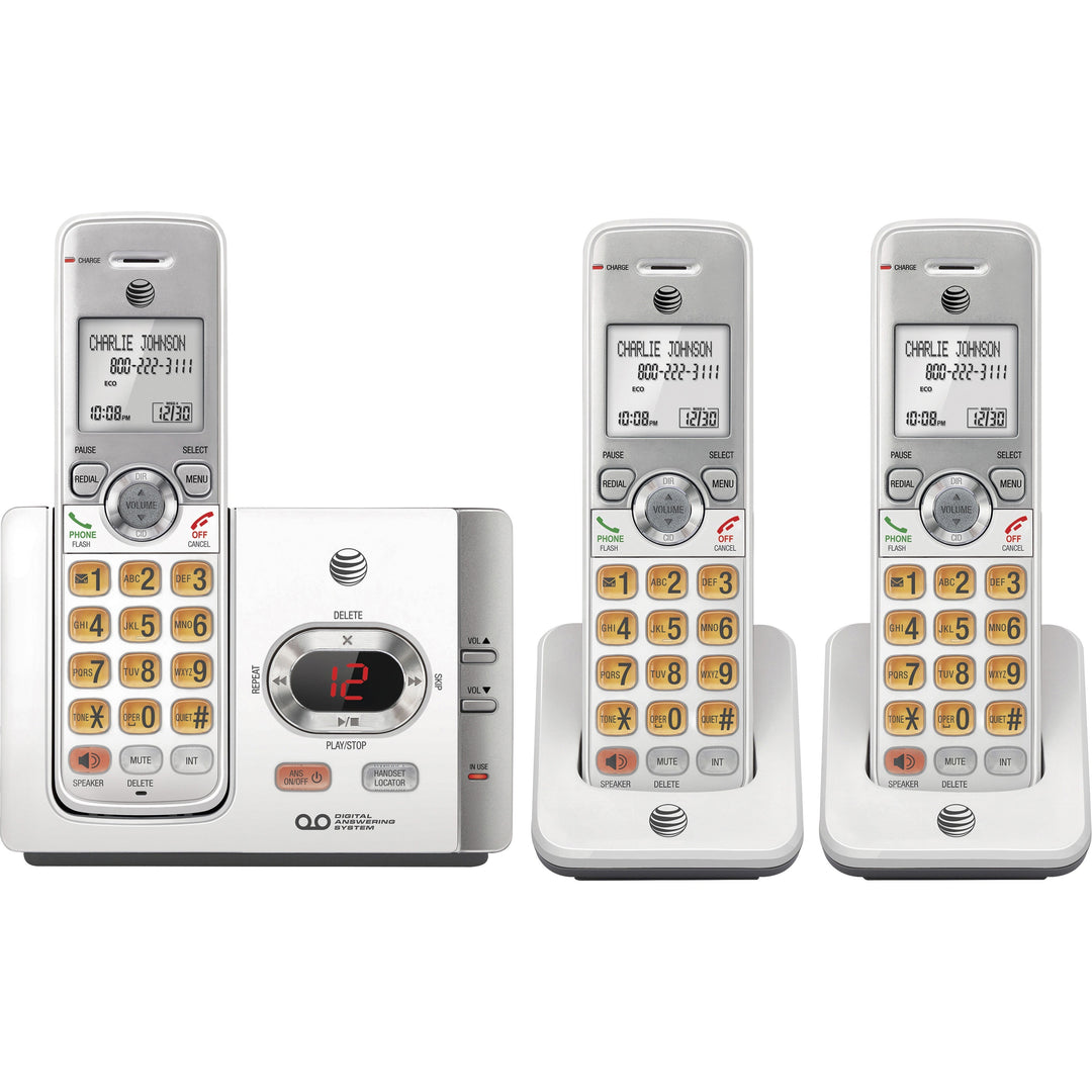 Image of AT&T® Cordless Phone, w/3 Handsets, 6-4/5"x3-2/5"x5-3/5", White