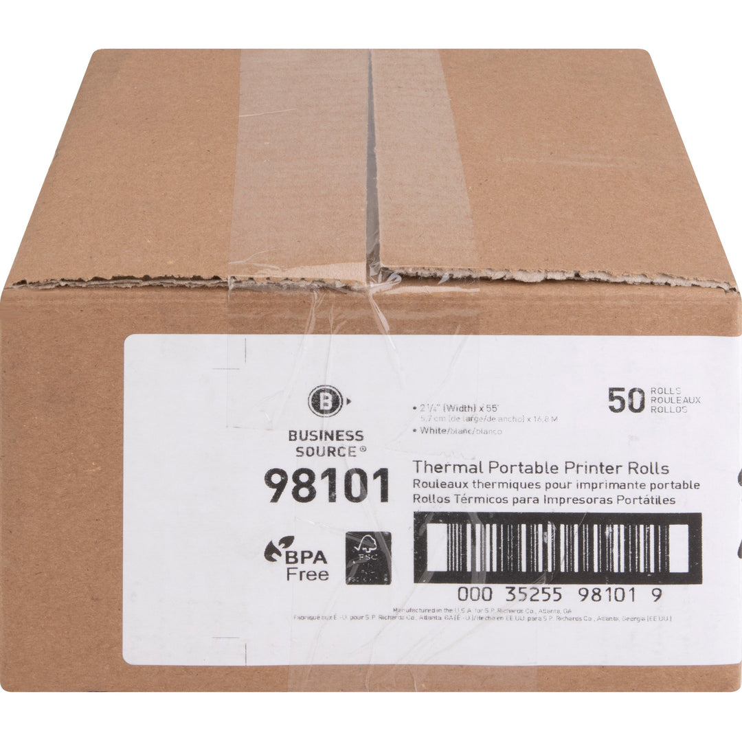 Image of Business Source Thermal Roll, 2-1/4"x55', 50RL/CT, White