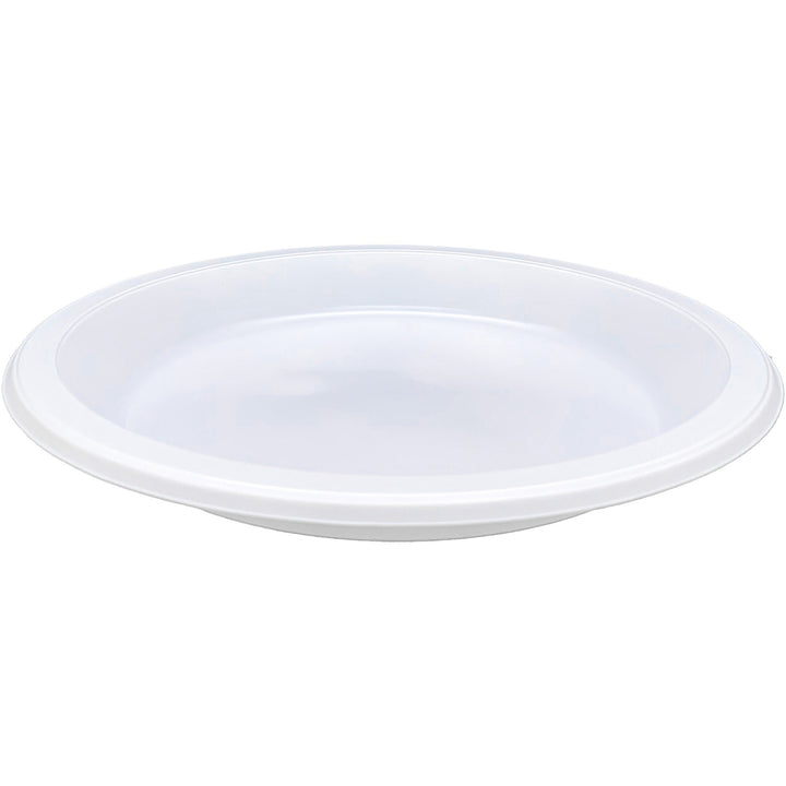 Image of Genuine Joe 10323CT 10-1/4" Large Plastic Plates, Disposable, 10.3" Diameter, Warm White, Plastic Body, 125/Pack, 4 / Carton