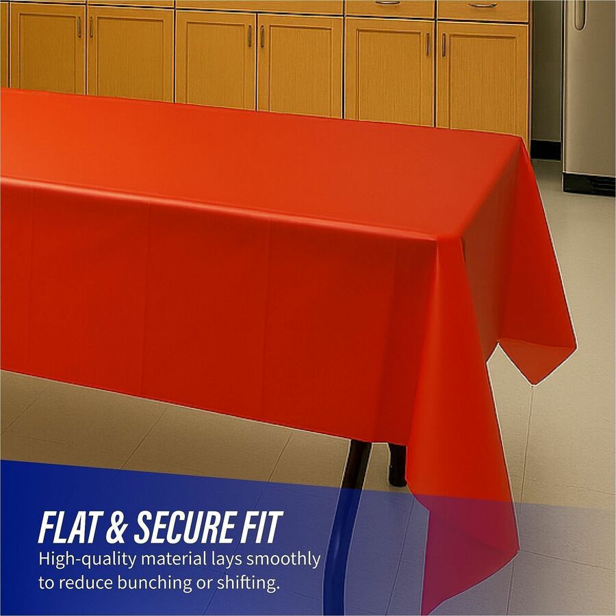 Image of Genuine Joe Table Covers, Plastic, 54"x108", 6/PK,4PK/CT,Red