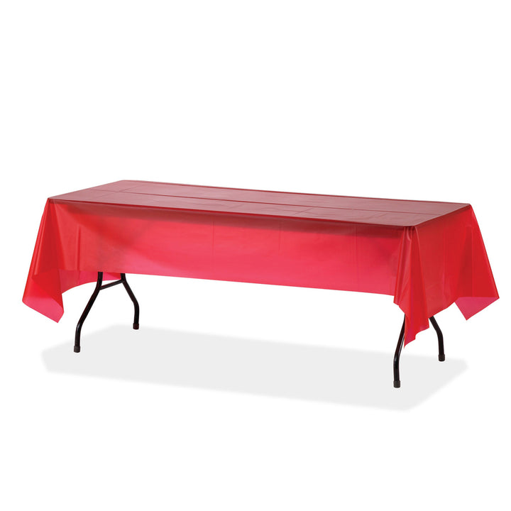 Image of Genuine Joe Table Covers, Plastic, 54"x108", 6/PK,4PK/CT,Red