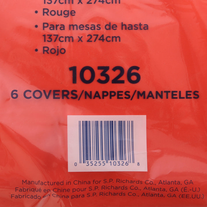Image of Genuine Joe Table Covers, Plastic, 54"x108", 6/PK,4PK/CT,Red