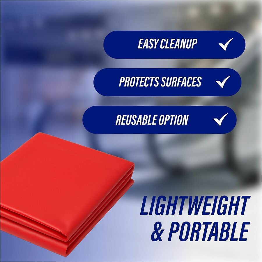 Image of Genuine Joe Table Covers, Plastic, 54"x108", 6/PK,4PK/CT,Red