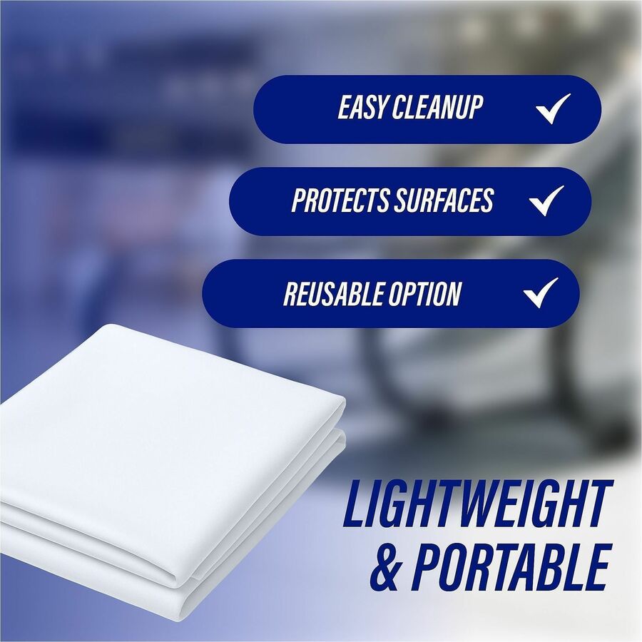 Image of Genuine Joe Table Covers, Plastic, 54"x108", 6/PK,4PK/CT, White