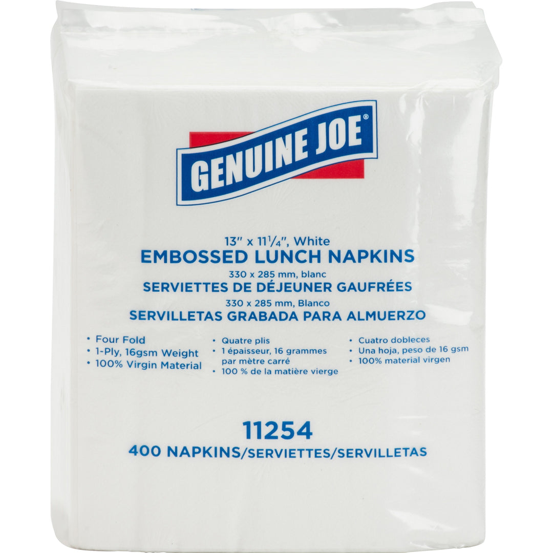 Image of Genuine Joe Luncheon Napkins,1-Ply,13"x11-1/4",400/PK,6PK/CT,WE