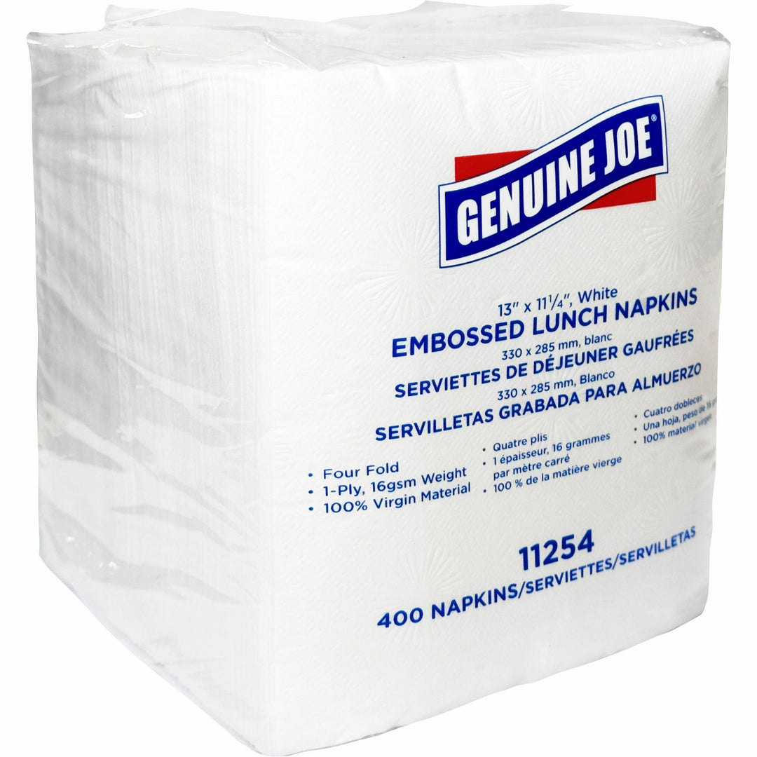 Image of Genuine Joe Luncheon Napkins,1-Ply,13"x11-1/4",400/PK,6PK/CT,WE