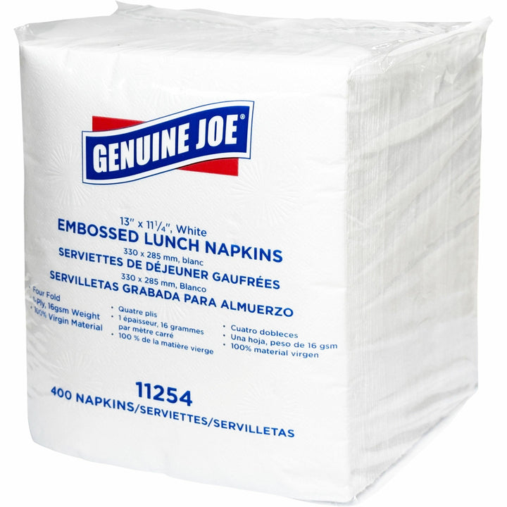Image of Genuine Joe Luncheon Napkins,1-Ply,13"x11-1/4",400/PK,6PK/CT,WE