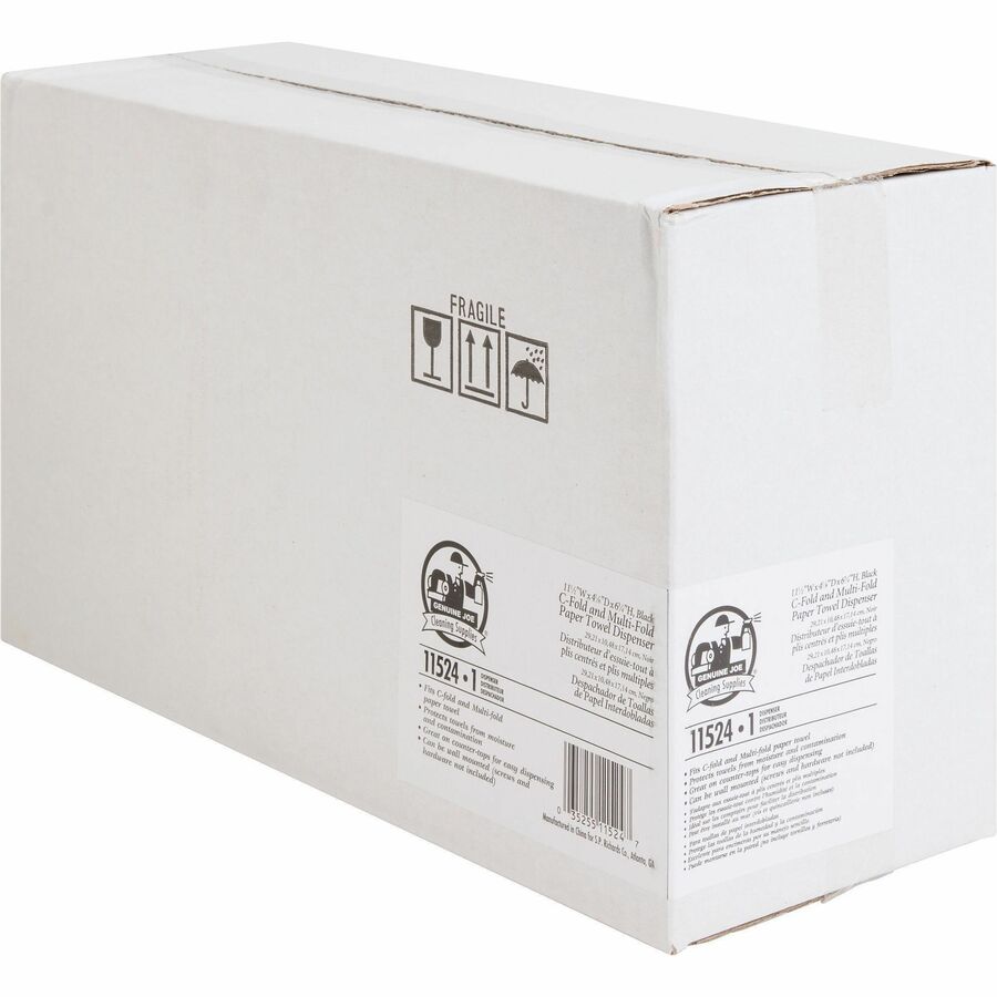 Image of Genuine Joe Paper Towel Dispenser, 11-1/2"x4-1/8"x6-3/4", 9/CT, Black