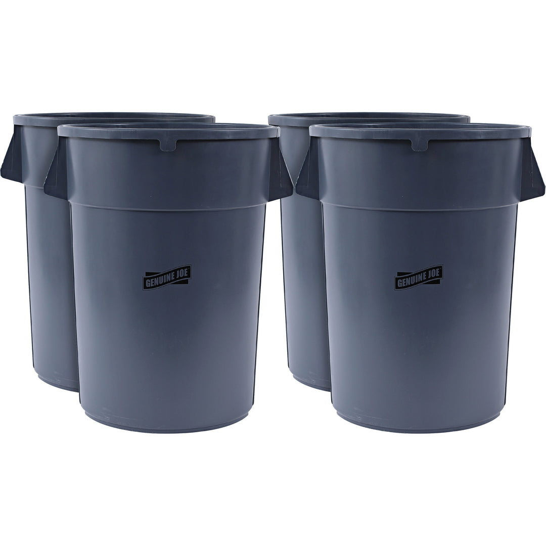 Image of Genuine Joe Trash Container, Heavy Duty,44 Gal,31.5"x24"x24",4/CT,Gray