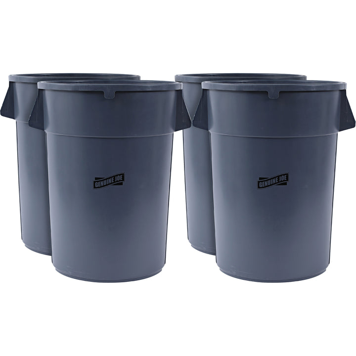 Image of Genuine Joe Trash Container, Heavy Duty,44 Gal,31.5"x24"x24",4/CT,Gray