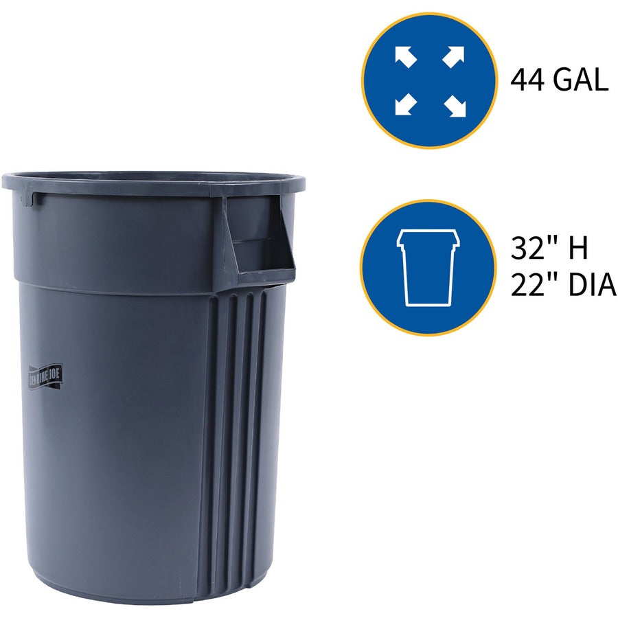 Image of Genuine Joe Trash Container, Heavy Duty,44 Gal,31.5"x24"x24",4/CT,Gray