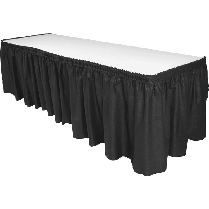 Image of Genuine Joe Table Skirting, Pleated Polyester, 29"x14 ft., 6/CT, Black