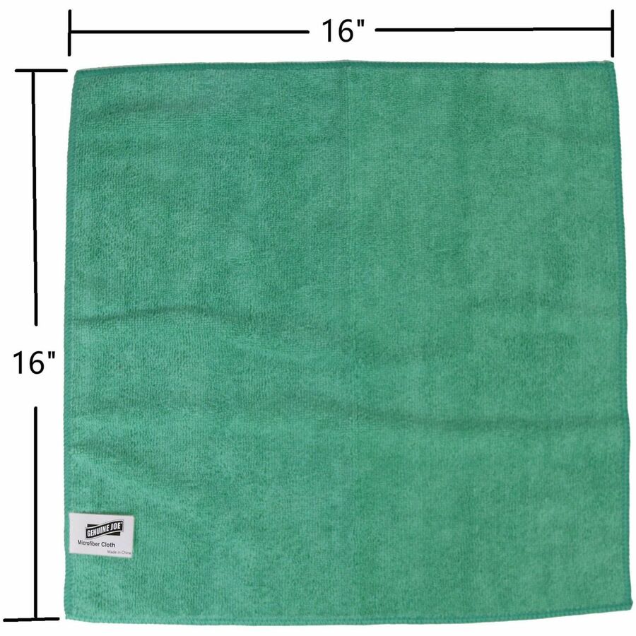 Image of Genuine Joe Microfiber Cloth,All-Purpose,12/BG,15BG/CT,16"x16",GN