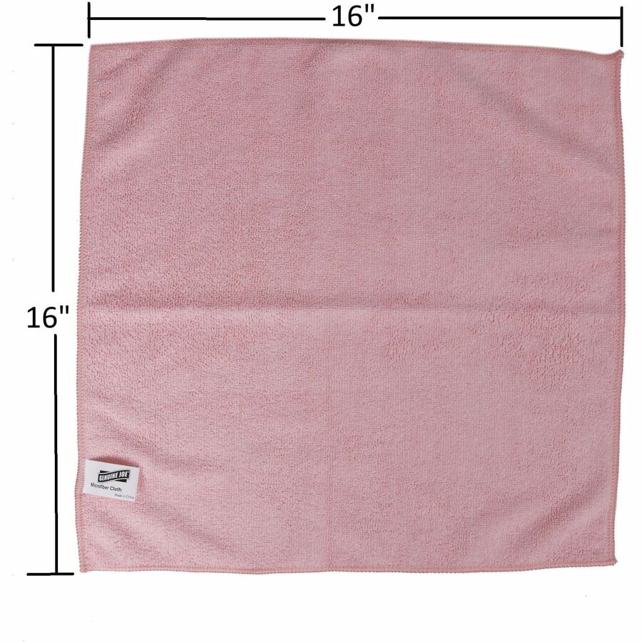 Image of Genuine Joe 48261CT Color-coded Microfiber Cleaning Cloths, 16" W x 16" Length, Assorted, MicroFiber, 4/Pack, 9 / Carton