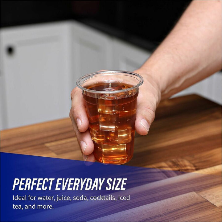 Image of Genuine Joe 58233CT 9 oz Clear Plastic Cups, 9 fl oz, Clear, Plastic, Cold Drink, Beverage, 50/Pack, 20 / Carton