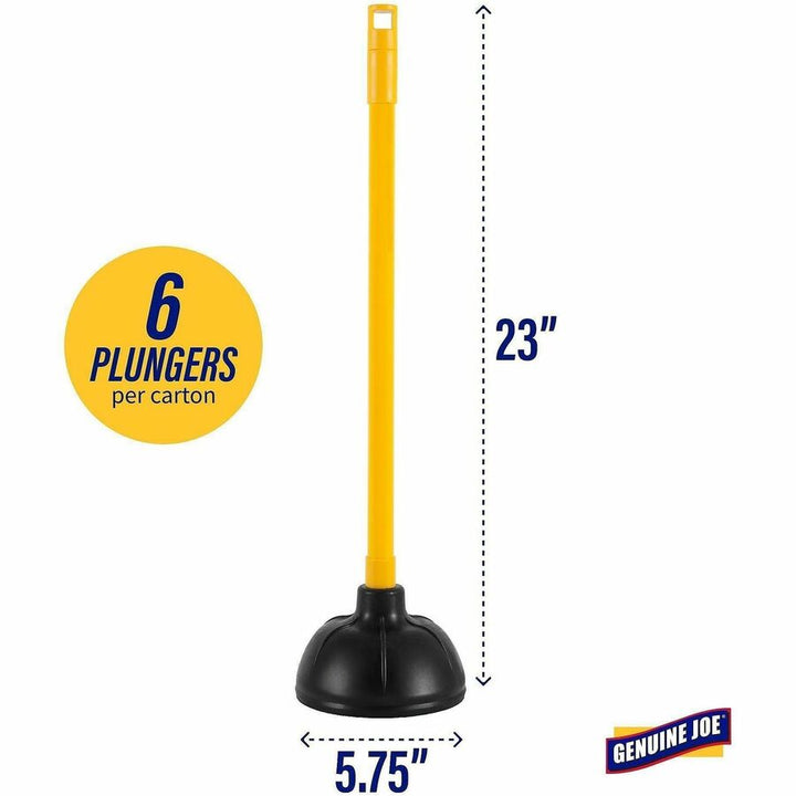 Image of Genuine Joe Value Plus Plunger, 23"x5.75", 6/CT, Yellow Handle