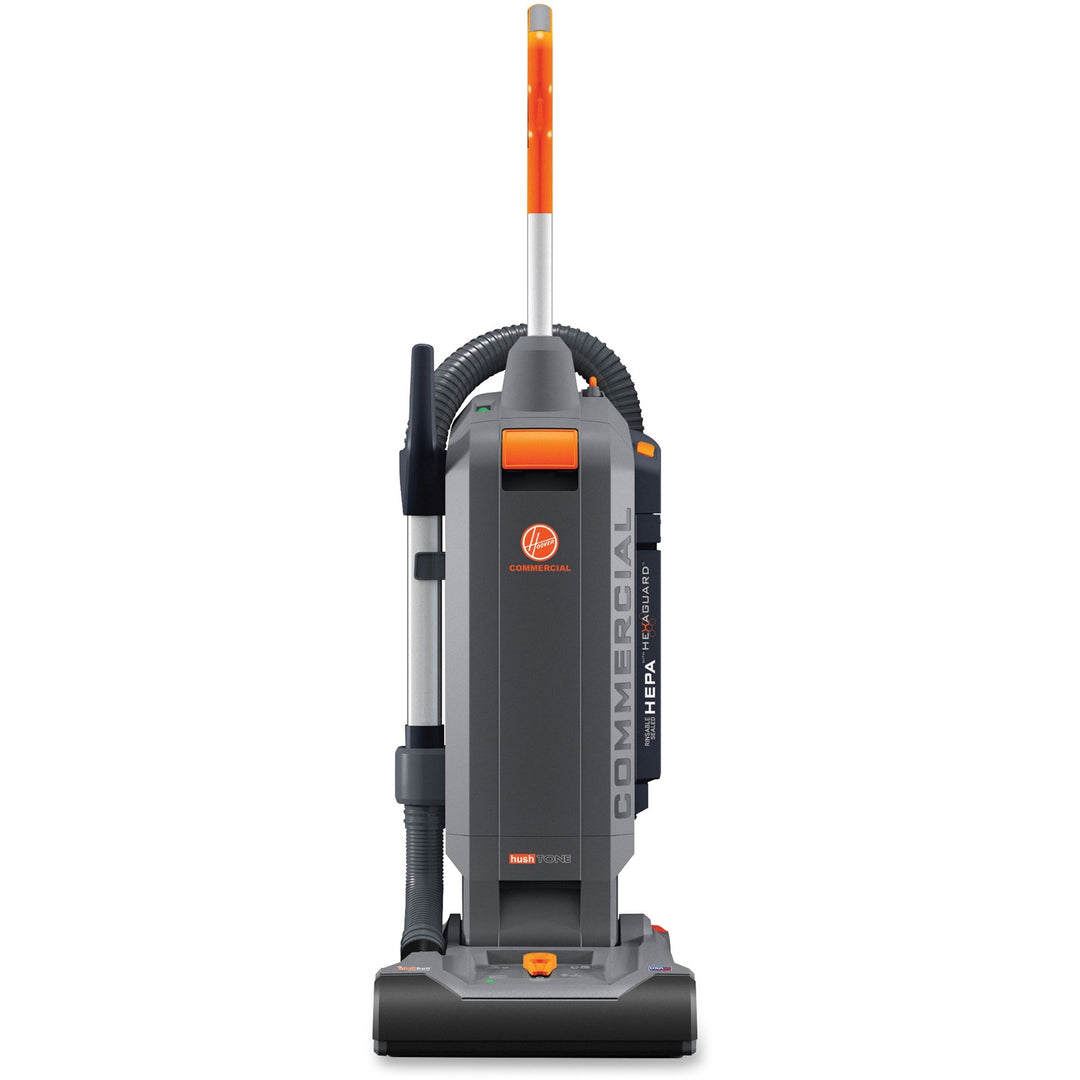 Image of Hoover® Hushtone Vacuum Cleaner With Intellibelt, 13" Cleaning Path, Gray/orange