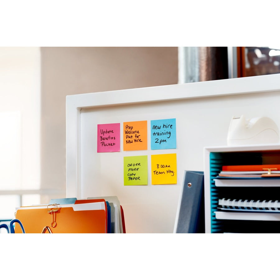 Image of Post-it® Notes Super Sticky Pads in Energy Boost Collection Colors, 3" x 3", 90 Sheets/Pad, 24 Pads/Pack