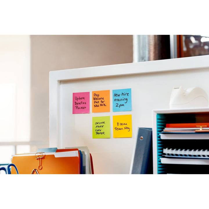 Image of Post-it® Notes Super Sticky Pads in Energy Boost Collection Colors, 3" x 3", 90 Sheets/Pad, 24 Pads/Pack