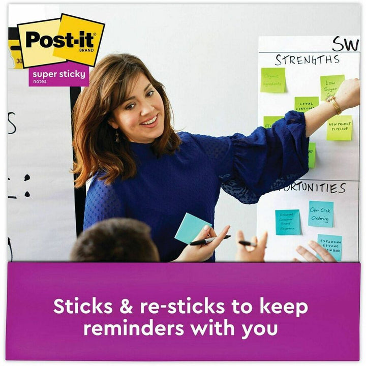 Image of Post-it® Notes Super Sticky Pads in Energy Boost Collection Colors, 3" x 3", 90 Sheets/Pad, 24 Pads/Pack