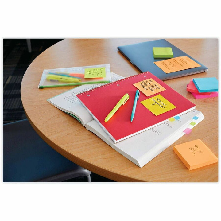 Image of Post-it® Notes Super Sticky Pads in Energy Boost Collection Colors, 3" x 3", 90 Sheets/Pad, 24 Pads/Pack