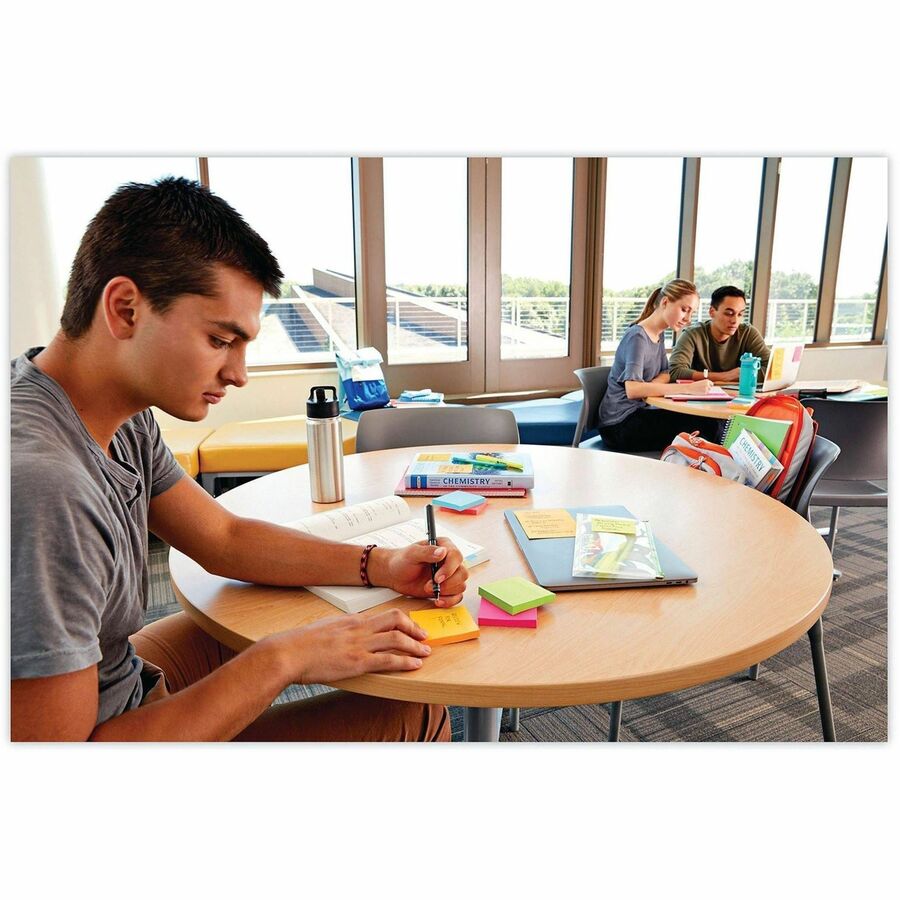 Image of Post-it® Notes Super Sticky Pads in Energy Boost Collection Colors, 3" x 3", 90 Sheets/Pad, 24 Pads/Pack