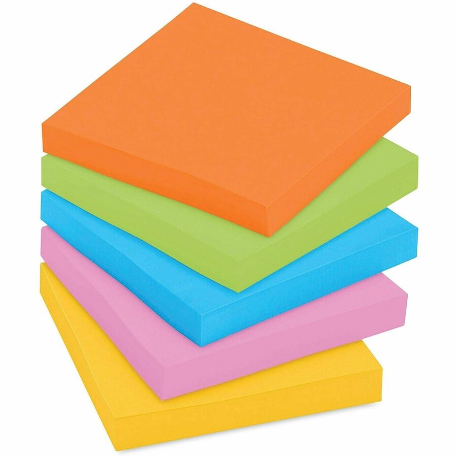 Image of Post-it® Notes Super Sticky Pads in Energy Boost Collection Colors, 3" x 3", 90 Sheets/Pad, 24 Pads/Pack