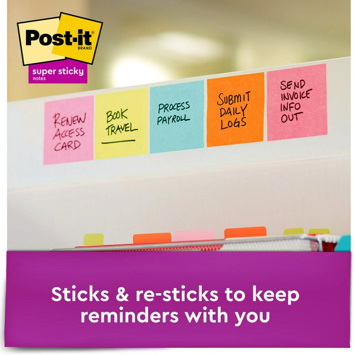 Image of Post-it® Notes Super Sticky Self-Stick Notes Office Pack, 3" x 3", Supernova Neons Collection Colors, 90 Sheets/Pad, 24 Pads/Pack